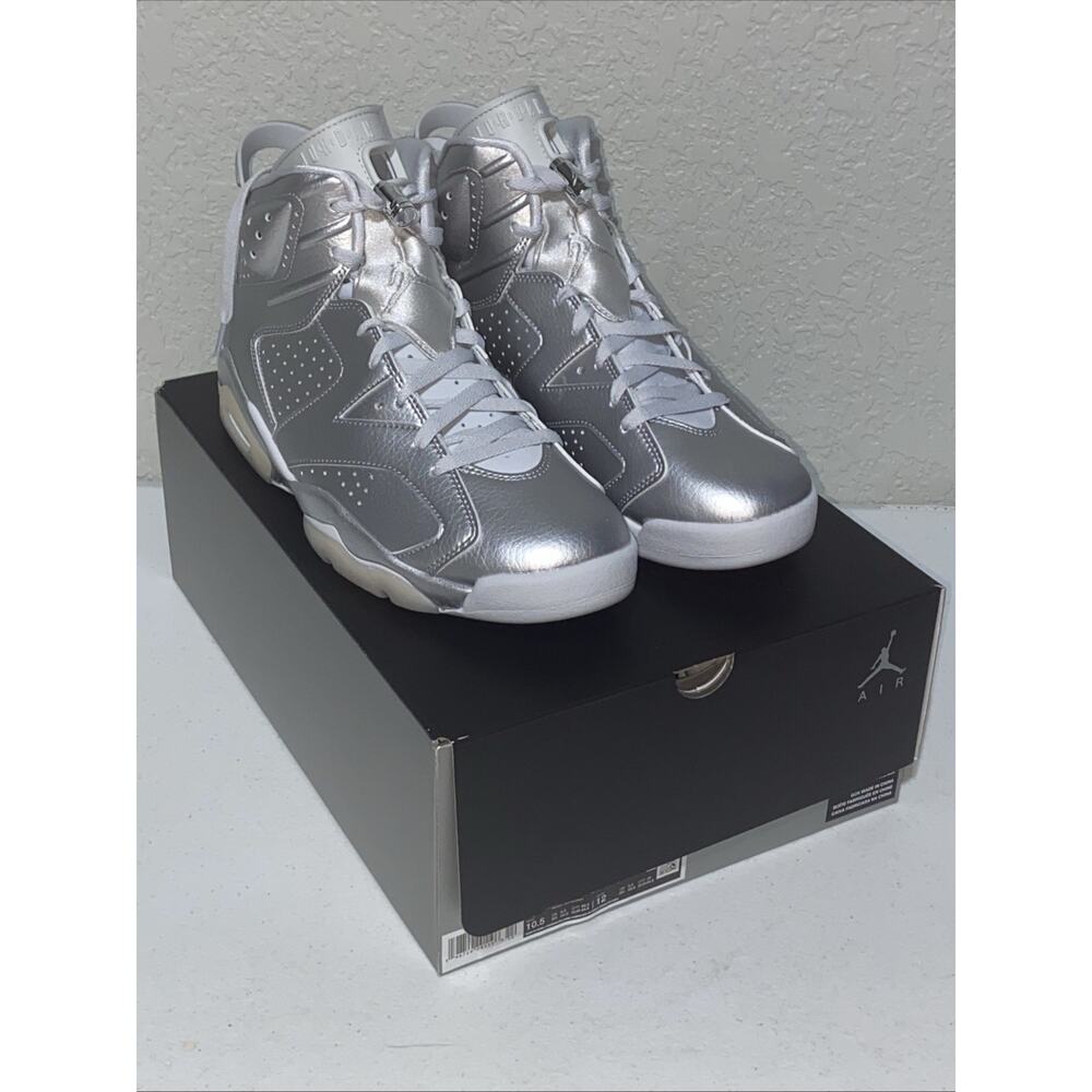 Air Jordan 6 Retro PSG Metallic Silver Mens 10.5 Basketball Shoes IQ5135-001
